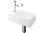 Lave-mains pour toilettes, évacuation dissimulée et de lignes épurées, résine Solid-Surface BENESTONE® blanc mat, Largeur 35 cm, P. 18 cm, H. 12 cm, Livraison 5-7 jours OFFERTE.